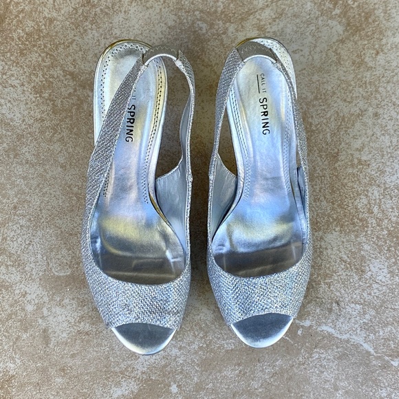 Call It Spring Women's Silver Slingback Heels - Picture 2 of 11